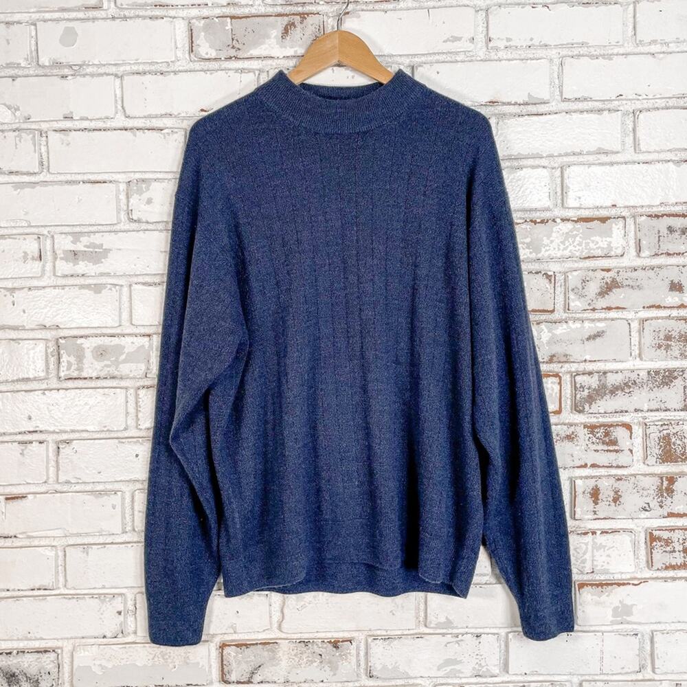 Geoffrey Beene Men’s Mock Neck Blue Super Soft Luxury Sweater XL